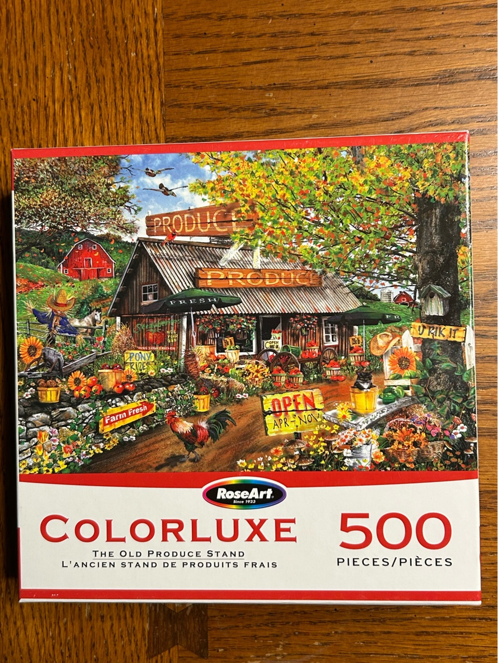 RoseArt Colorluxe "The Old Produce Stand" 500-Piece Puzzle - Colorful Farm Scene